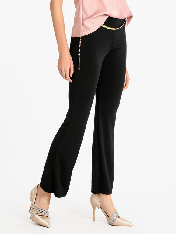 Solada Pantaloni svasati donna con cintura Pantaloni Eleganti donna Nero taglia L