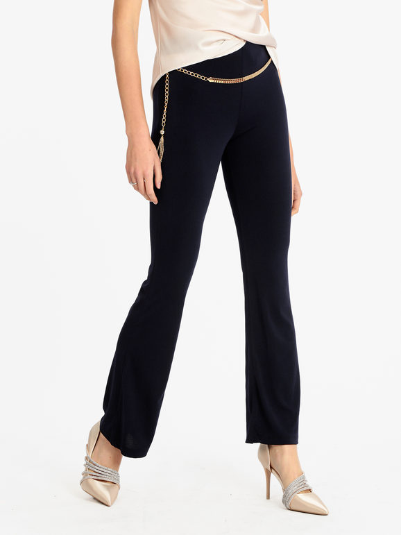 Solada Pantaloni svasati donna con cintura Pantaloni Eleganti donna Blu taglia XL