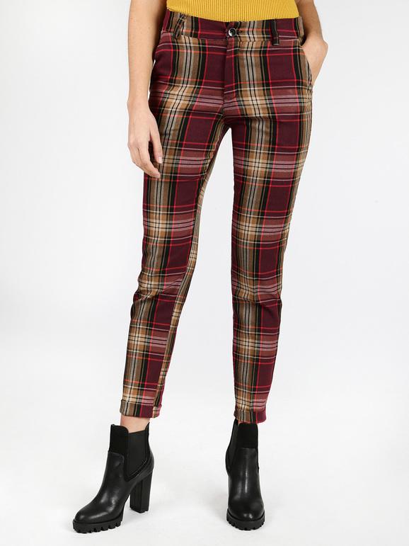 Solada Pantaloni tartan con risvolto Pantaloni Casual donna Marrone taglia S