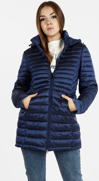 Solada Piumino donna lungo con cappuccio taglie forti Giacconi e Giubbotti donna Blu taglia 4XL