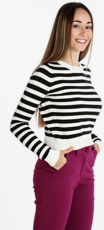 Solada Pullover cropped a righe da donna Pullover donna Bianco taglia Unica