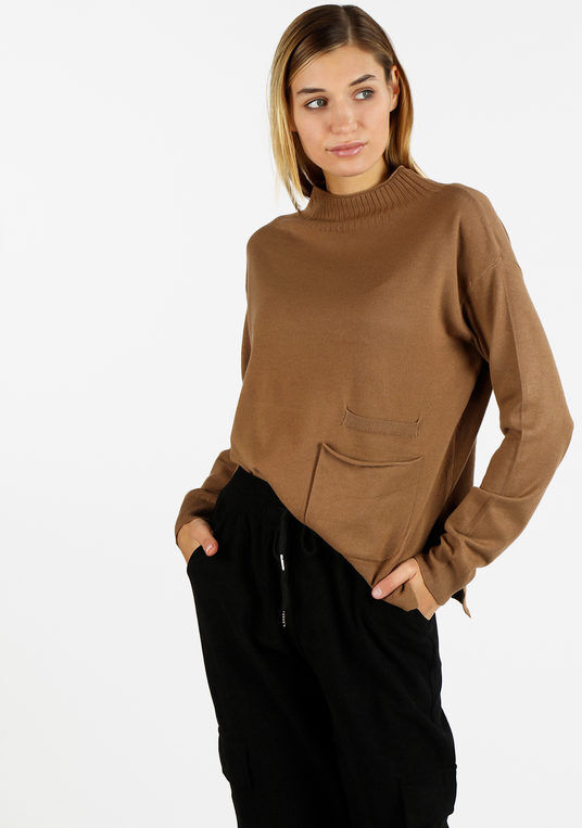 lois & pepe Pullover donna accollato con taschino Pullover donna Marrone taglia S/M