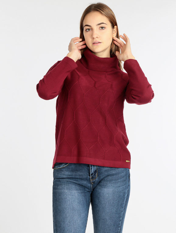 Gian Marco Venturi Pullover donna con collo ampio Pullover donna Rosso taglia M