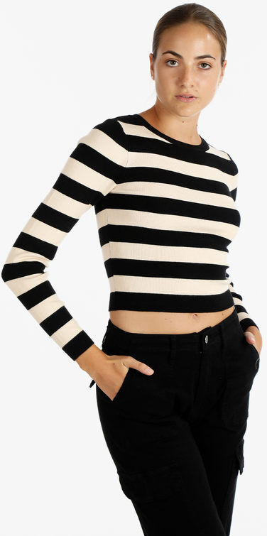 Miss Kiss Pullover donna cropped a righe Pullover donna Nero taglia Unica