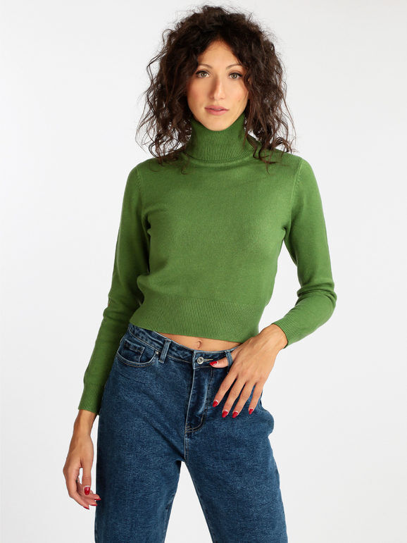 Baci & Abbracci Pullover donna dolcevita cropped Pullover donna Verde taglia L