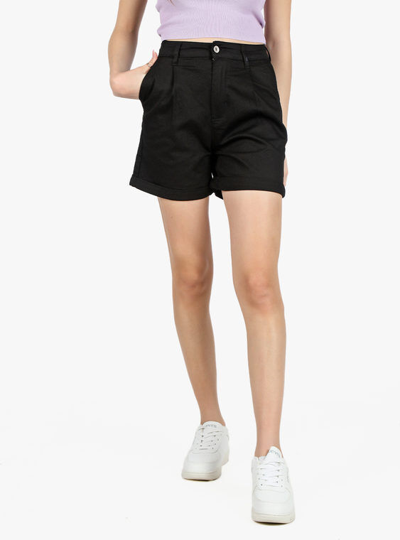 Sexy Sense Shorts donna a vita alta in cotone Shorts donna Nero taglia XL