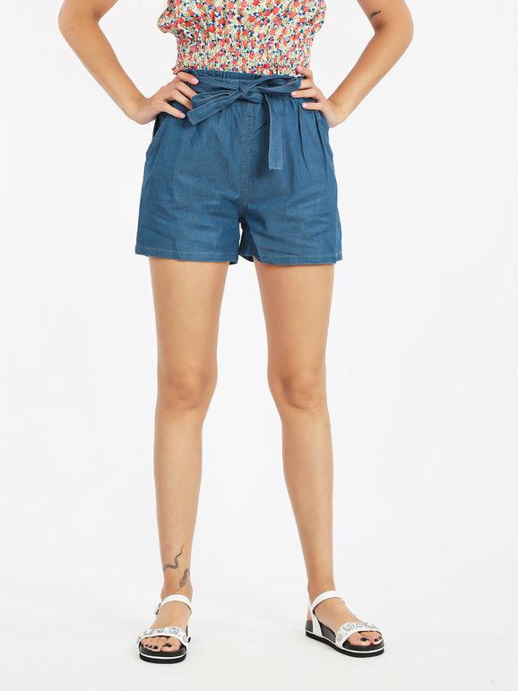 Solada Shorts donna effetto jeans a vita alta Shorts donna Blu taglia L/XL