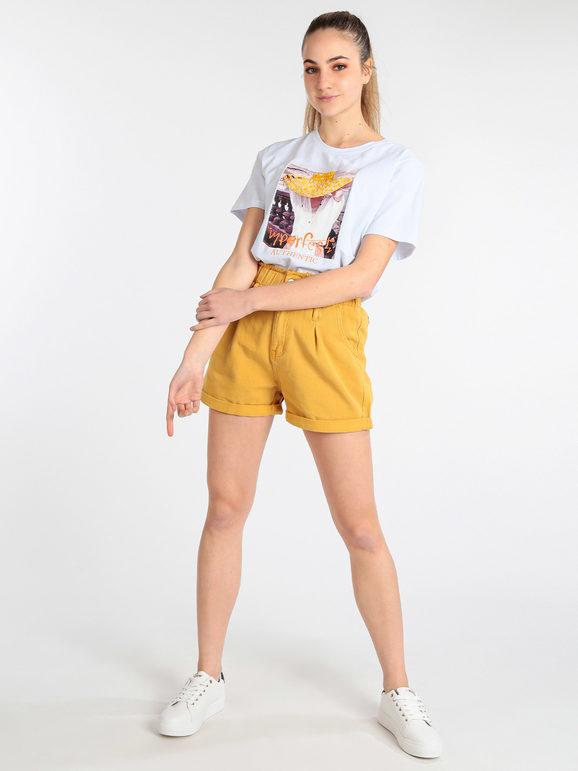 Miti Baci Shorts donna in jeans vita alta Shorts donna Giallo taglia 40