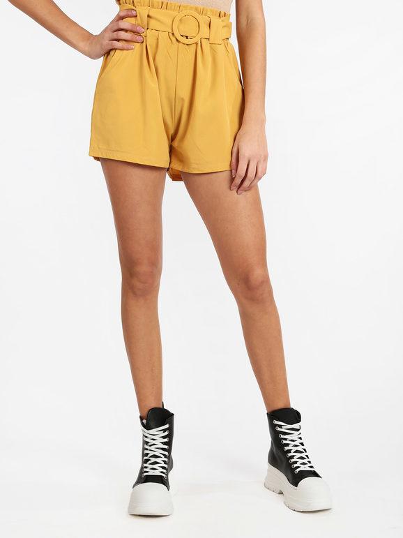 Solada Shorts donna vita alta con cintura Shorts donna Giallo taglia XL