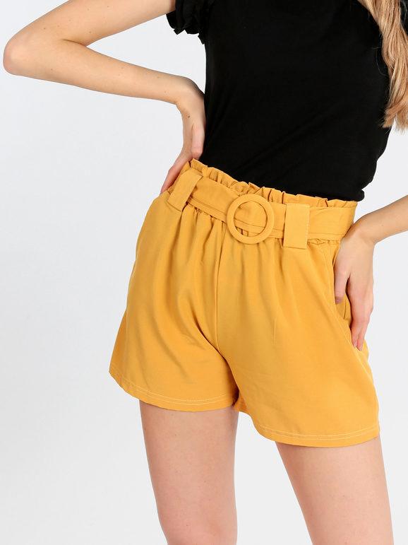 Solada Shorts donna vita alta con cintura Shorts donna Giallo taglia L