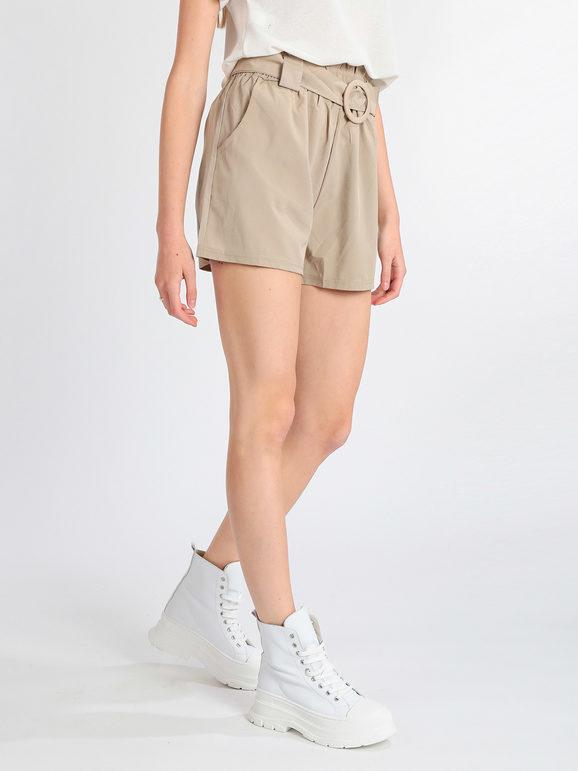 Solada Shorts donna vita alta con cintura Shorts donna Beige taglia L