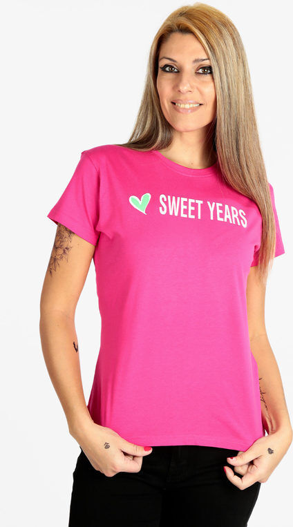 Sweet T-shirt donna a maniche corte con scritta T-Shirt Manica Corta donna Fucsia taglia XL