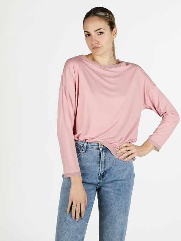Daystar T-shirt donna a maniche lunghe con dettagli in voilè T-Shirt Manica Lunga donna Rosa taglia Unica
