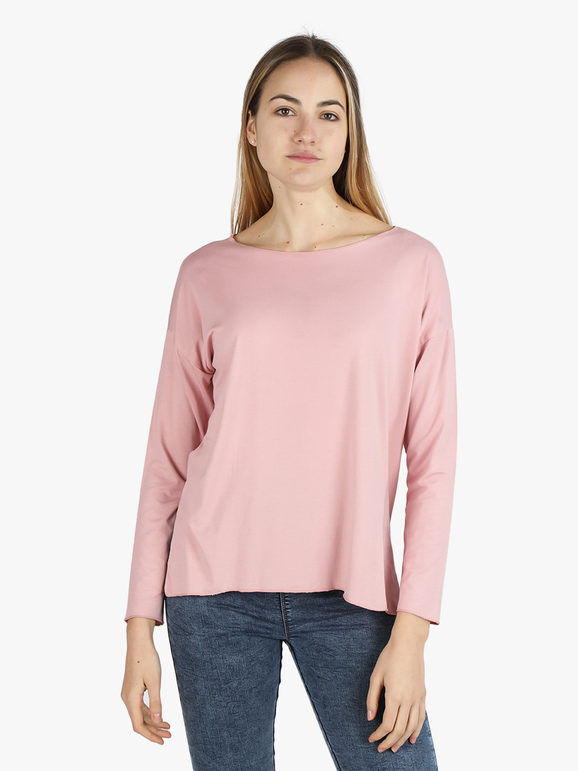 Daystar T-shirt donna a maniche lunghe tinta unita T-Shirt Manica Lunga donna Rosa taglia Unica