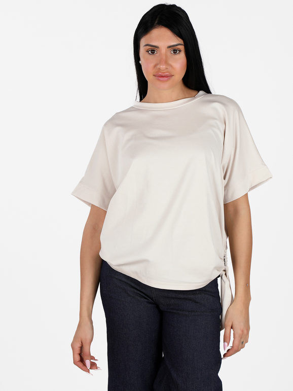 unique T-shirt donna con anello laterale T-Shirt Manica Corta donna Beige taglia Unica