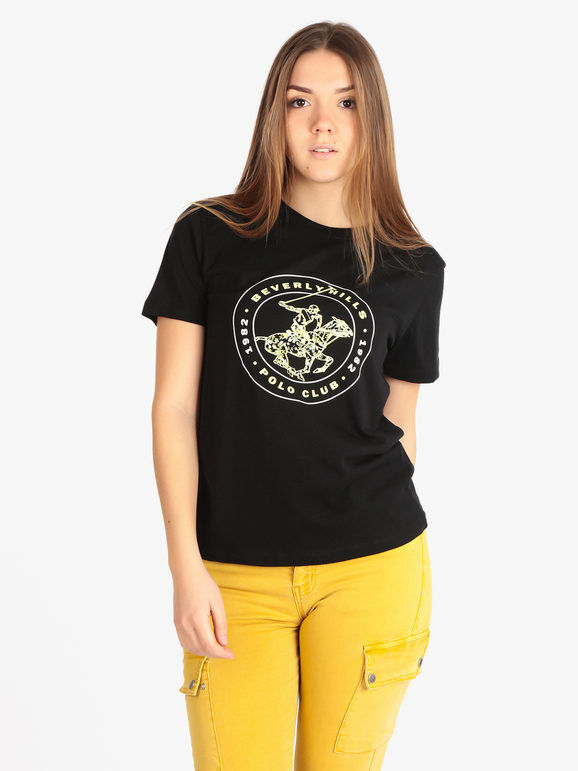 Polo Club T-shirt donna con stampa logo T-Shirt Manica Corta donna Nero taglia XXL