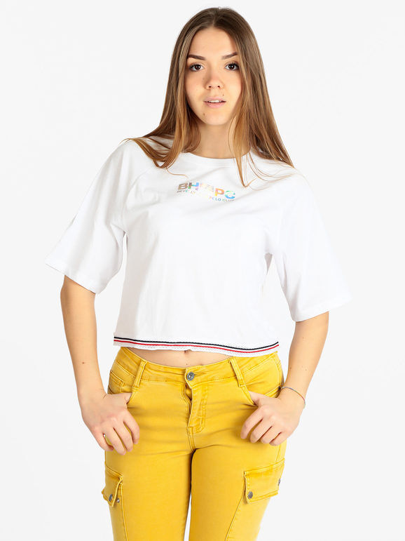 Polo Club T-shirt donna cropped oversize T-Shirt Manica Corta donna Bianco taglia XL