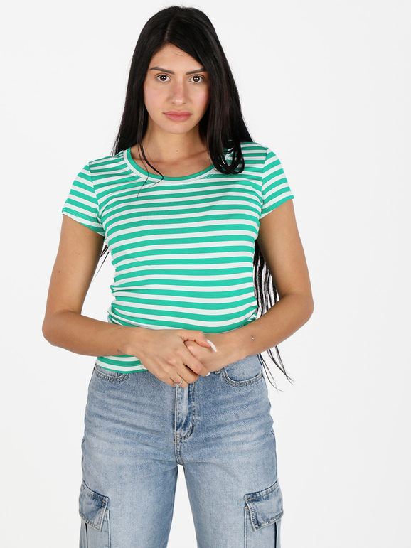 Solada T-shirt donna girocollo a righe T-Shirt Manica Corta donna Verde taglia L/XL