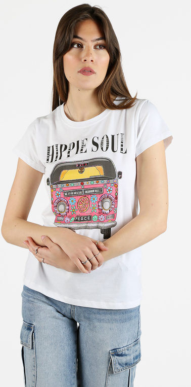 Miss Kiss T-shirt donna in cotone con pietre e strass T-Shirt Manica Corta donna Rosa taglia L/XL