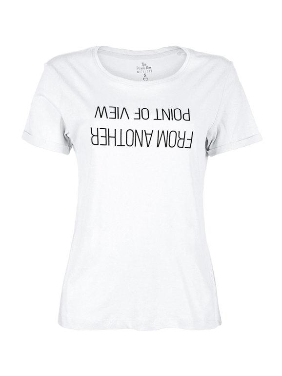 The People Rep T-shirt donna in cotone con scritta T-Shirt Manica Corta donna Bianco taglia XL