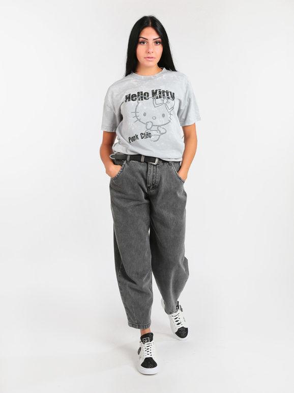 Fixdesign T-shirt donna in cotone con stampa T-Shirt Manica Corta donna Grigio taglia XS