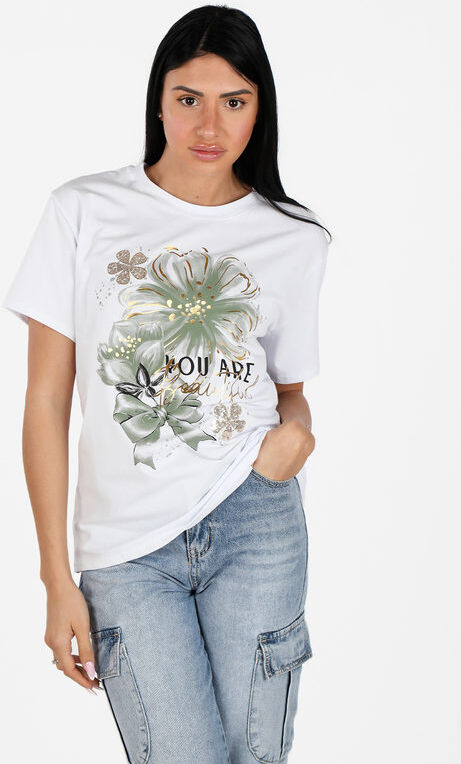 agape T-shirt donna in cotone con stampa T-Shirt Manica Corta donna Verde taglia Unica