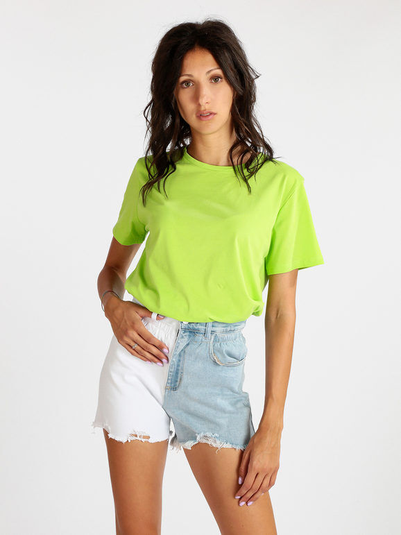 Solada T-shirt donna in cotone monocolore T-Shirt Manica Corta donna Verde taglia X/2XL