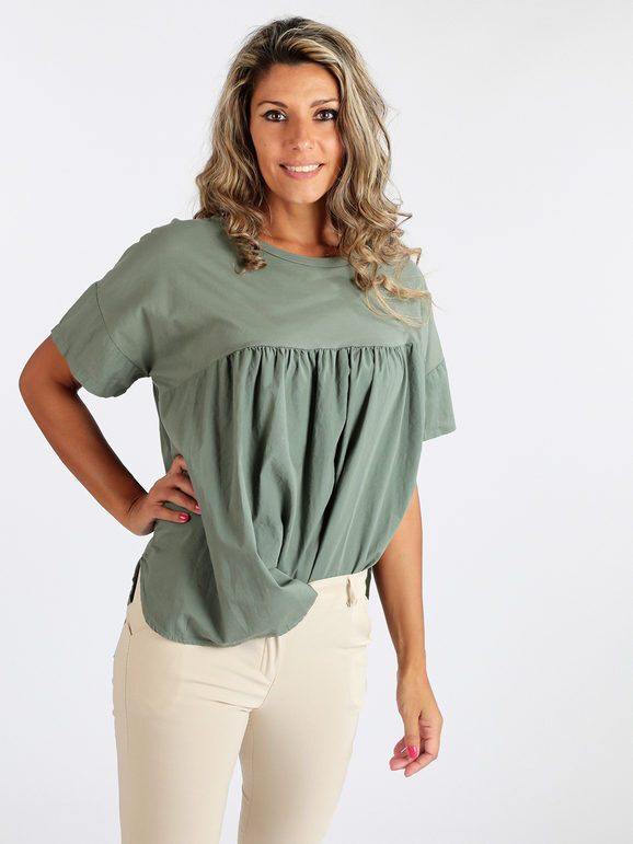 Wendy Trendy T-shirt donna in cotone T-Shirt Manica Corta donna Verde taglia Unica