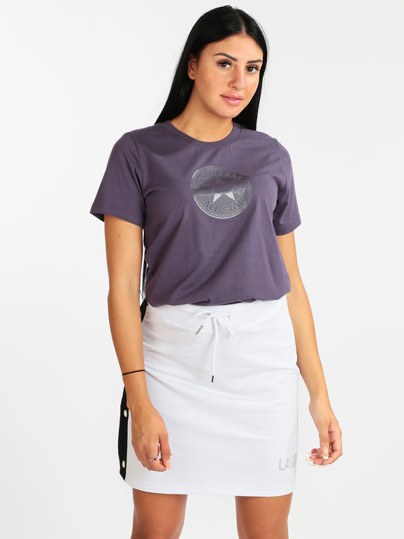 Converse T-shirt donna in cotone T-Shirt Manica Corta donna Viola taglia L