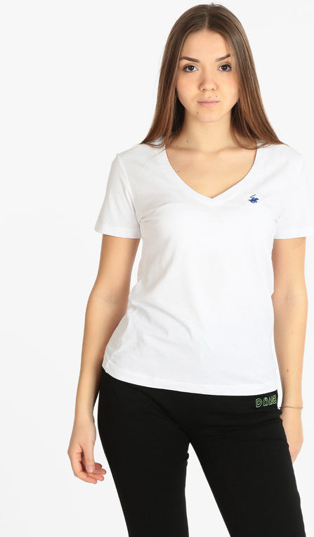 Polo Club T-shirt donna manica corta scollo a V T-Shirt Manica Corta donna Bianco taglia M