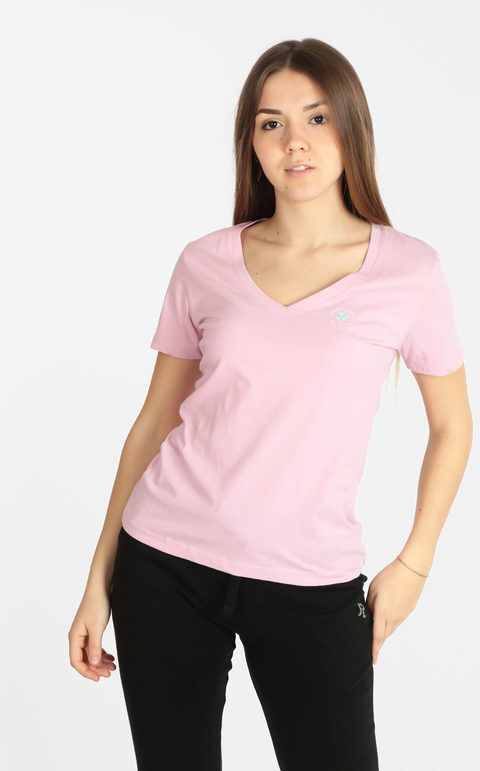 Polo Club T-shirt donna manica corta scollo a V T-Shirt Manica Corta donna Rosa taglia M