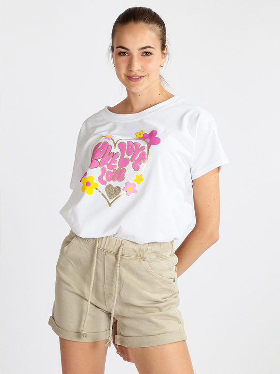 Solada T-shirt donna oversize in cotone T-Shirt Manica Corta donna Fucsia taglia Unica