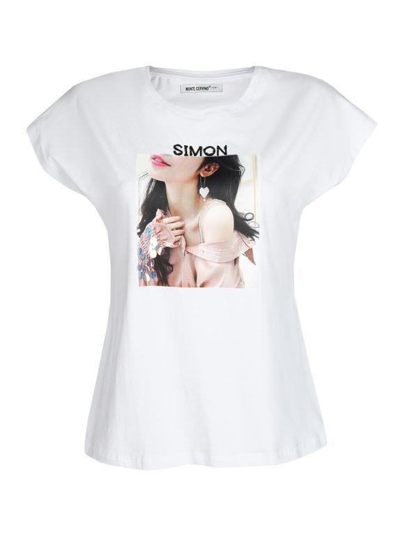 Monte Cervino T-shirt in cotone elasticizzato T-Shirt Manica Corta donna Bianco taglia S/M
