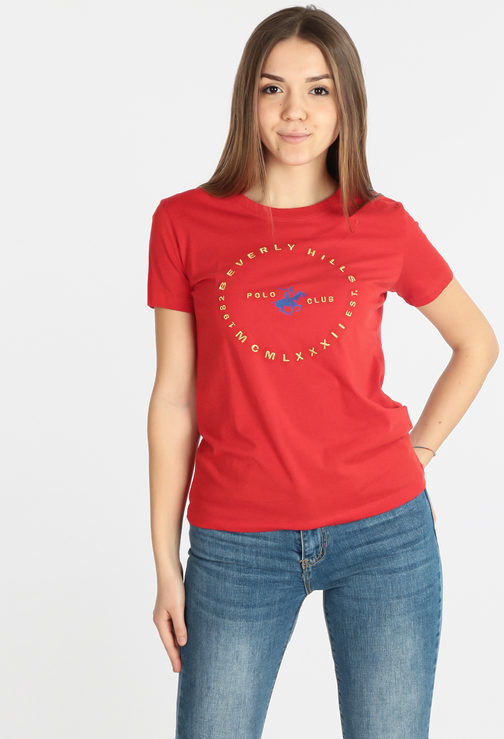 Polo Club T-shirt manica corta donna con logo T-Shirt Manica Corta donna Rosso taglia XL