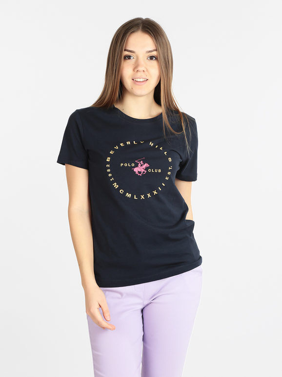Polo Club T-shirt manica corta donna con logo T-Shirt Manica Corta donna Blu taglia M