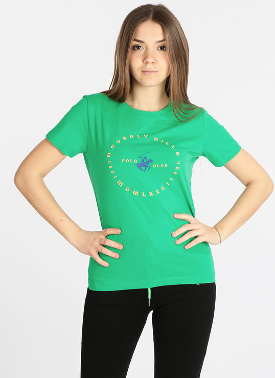 Polo Club T-shirt manica corta donna con logo T-Shirt Manica Corta donna Verde taglia L