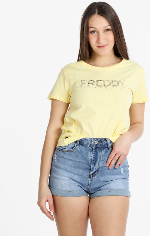 Freddy T-shirt manica corta donna con scritta T-Shirt Manica Corta donna Giallo taglia S