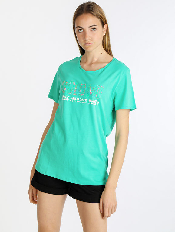 Coveri T-shirt manica corta donna con scritta T-Shirt Manica Corta donna Verde taglia L