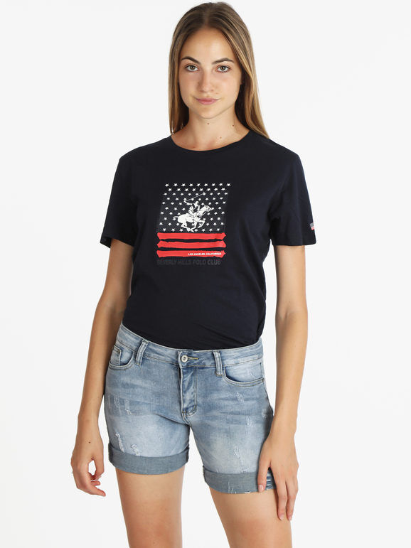 Polo Club T-shirt manica corta donna con stampa T-Shirt Manica Corta donna Blu taglia M