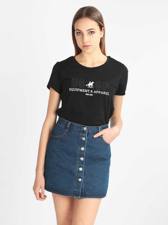 U.S. Grand Polo T-shirt manica corta donna con stampe T-Shirt Manica Corta donna Nero taglia L