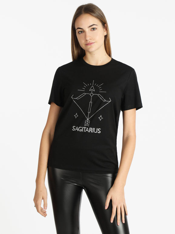 Solada T-shirt manica corta donna segno zodiacale Sagittario T-Shirt Manica Corta donna Nero taglia 3XL