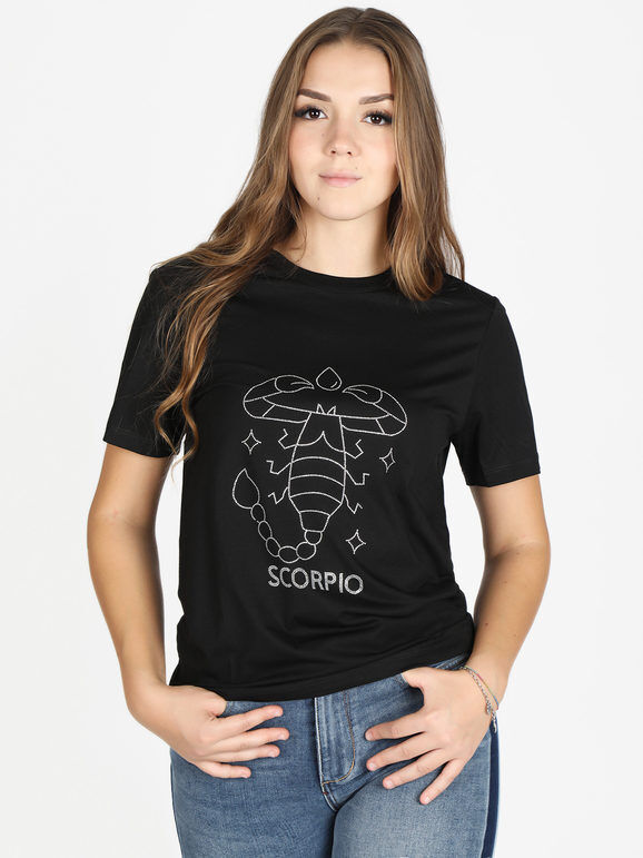 Solada T-shirt manica corta donna segno zodiacale Scorpione T-Shirt Manica Corta donna Nero taglia L