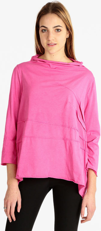 Wendy Trendy T-shirt oversize donna in cotone T-Shirt Manica Lunga donna Fucsia taglia Unica