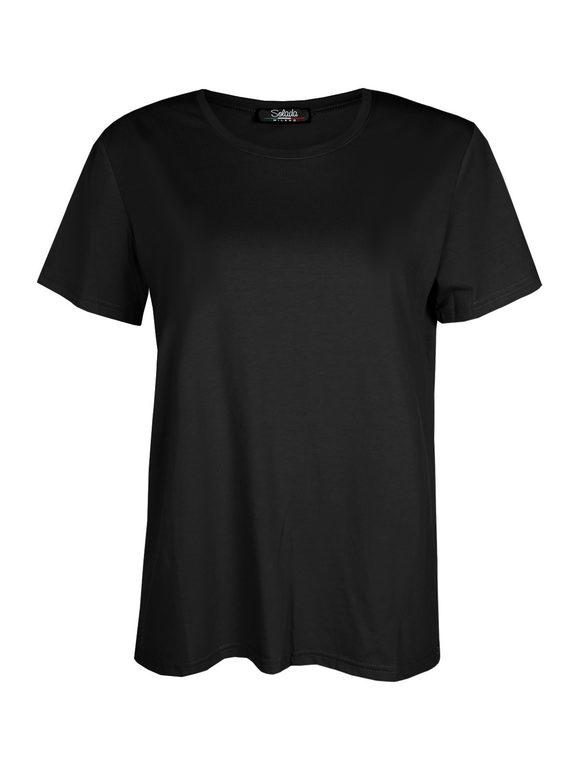 Solada T-shirt tinta unita girocollo T-Shirt Manica Corta donna Nero taglia L/XL
