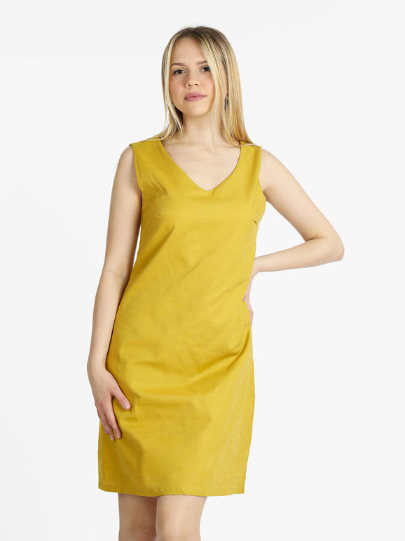 Sweet Tubino donna in misto lino Vestiti donna Giallo taglia M