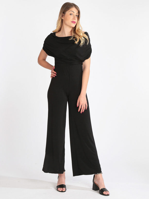 sofy's chic Tuta jumpsuite a maniche corte Jumpsuit donna Nero taglia Unica