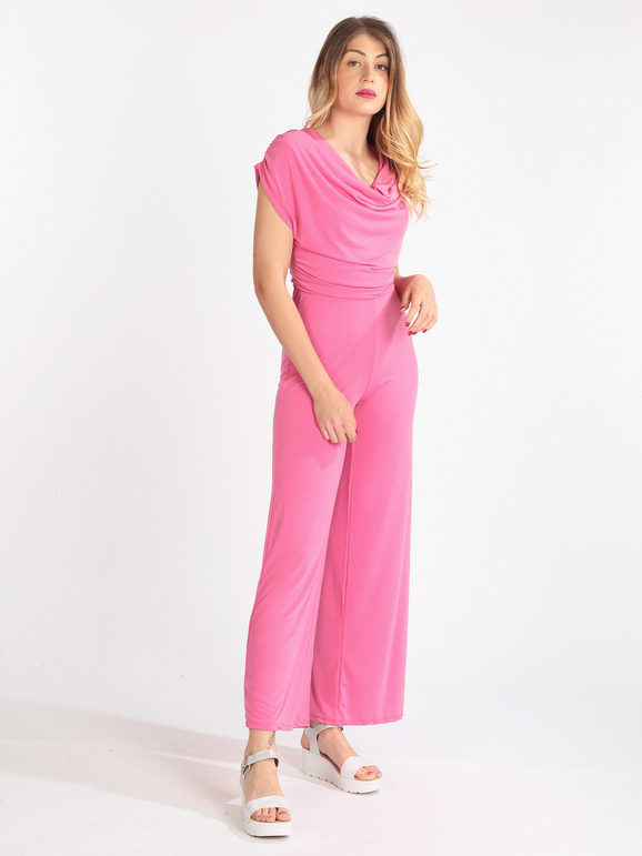 sofy's chic Tuta jumpsuite a maniche corte Jumpsuit donna Rosa taglia Unica