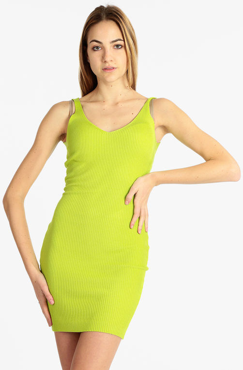 Solada Vestito donna in maglia a costine Vestiti donna Verde taglia Unica