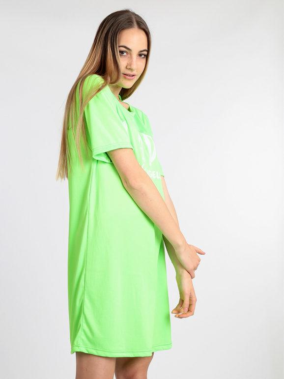 Ladp Vestito maglietta donna con scritta Vestiti donna Verde taglia L