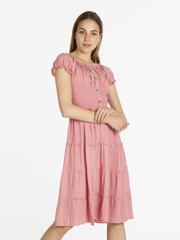 Solada Vestito midi donna a manica corta Vestiti donna Rosa taglia M/L